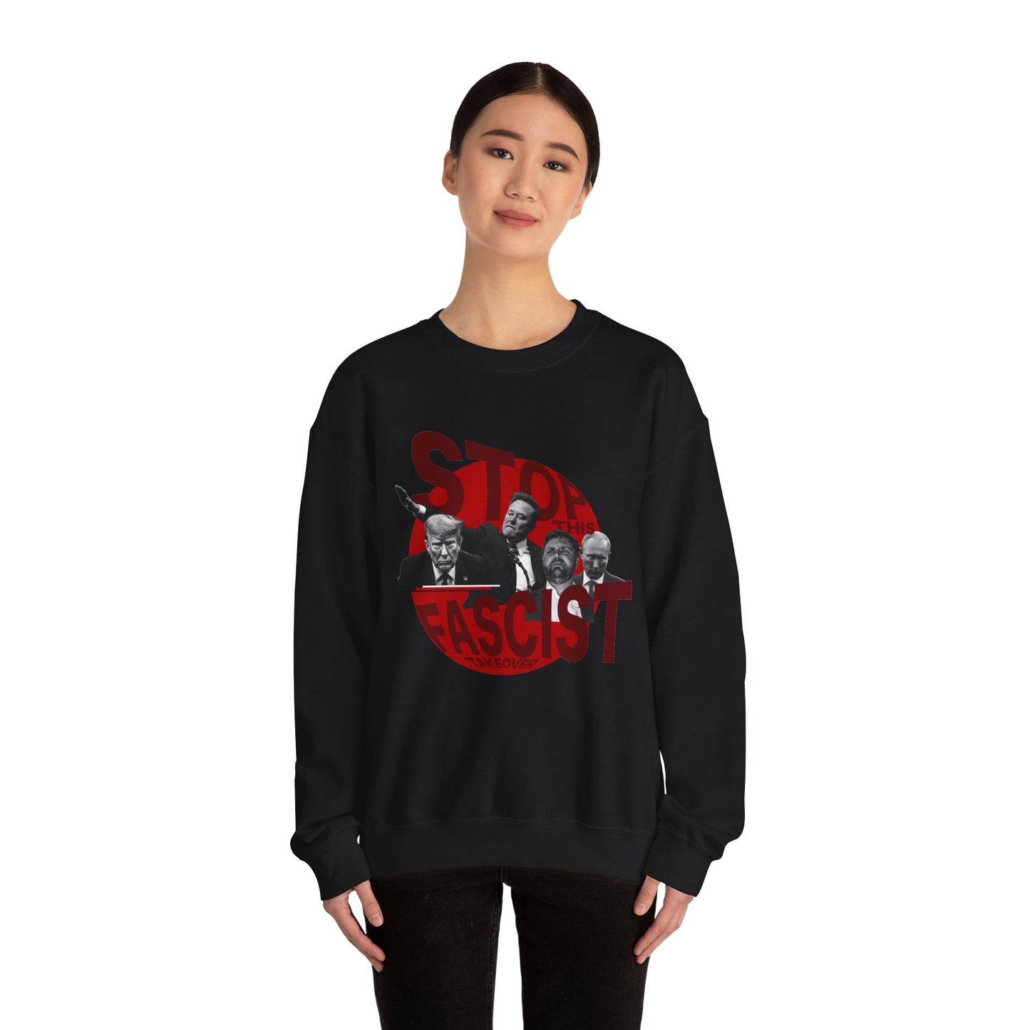 Stop Fascism Anti-Elon Anti-Trump Crewneck Sweatshirt