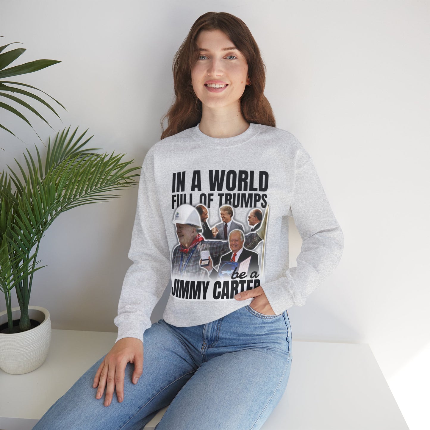 Jimmy Carter Commemorative Anti-Trump Unisex Crewneck Sweatshirt