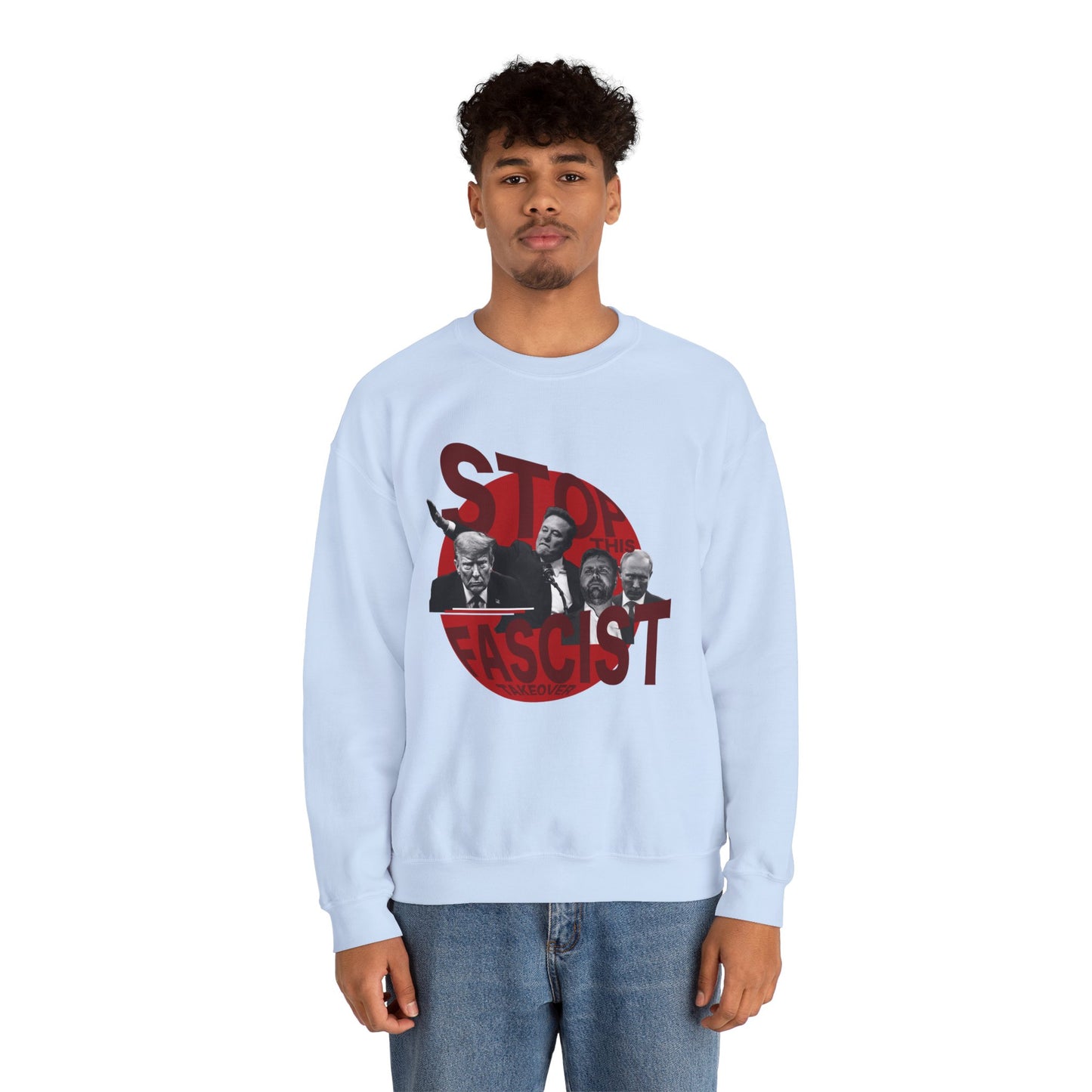 Stop Fascism Anti-Elon Anti-Trump Crewneck Sweatshirt