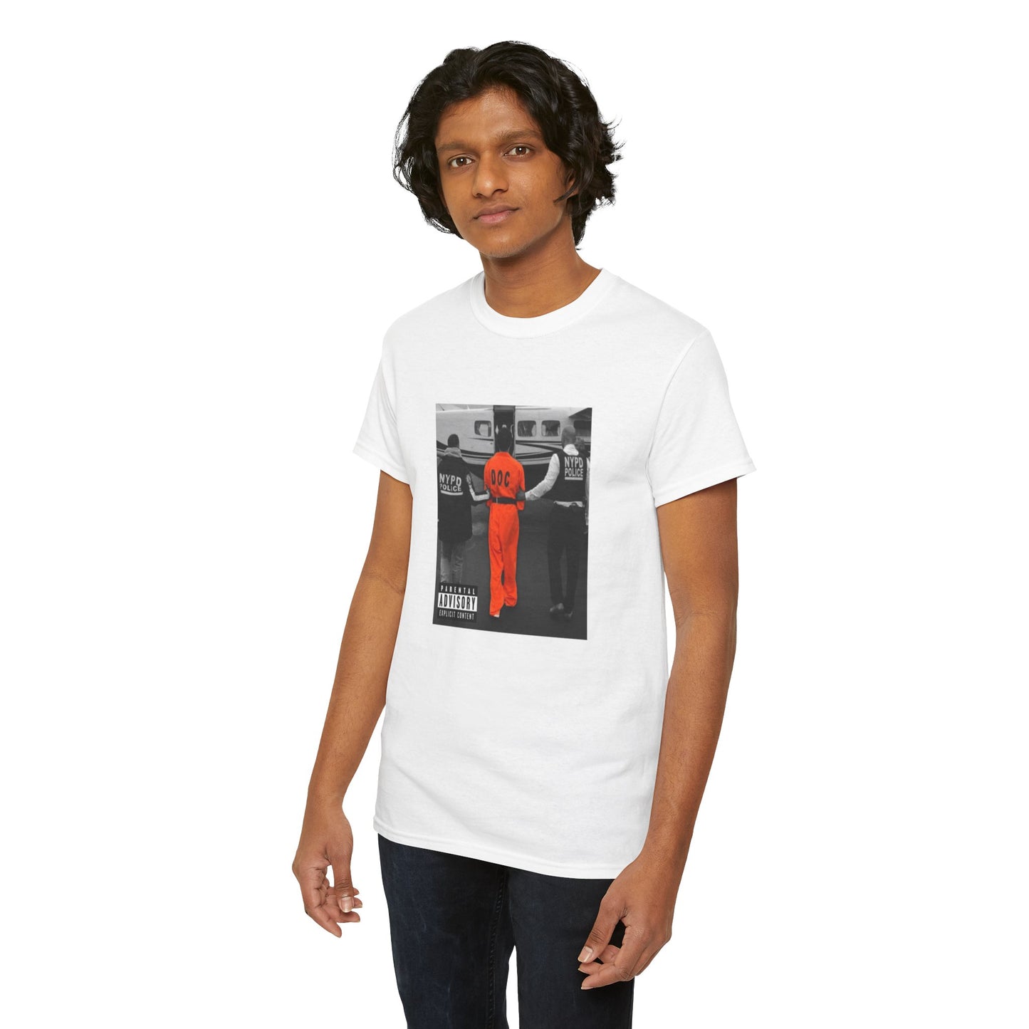 Luigi Mangione Album Cover Unisex Heavy Cotton Tee Perp Walk NYPD