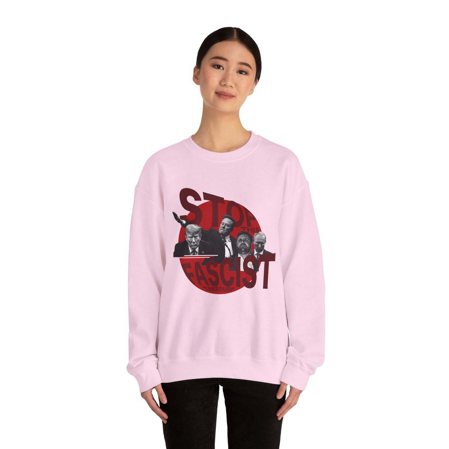 Stop Fascism Anti-Elon Anti-Trump Crewneck Sweatshirt