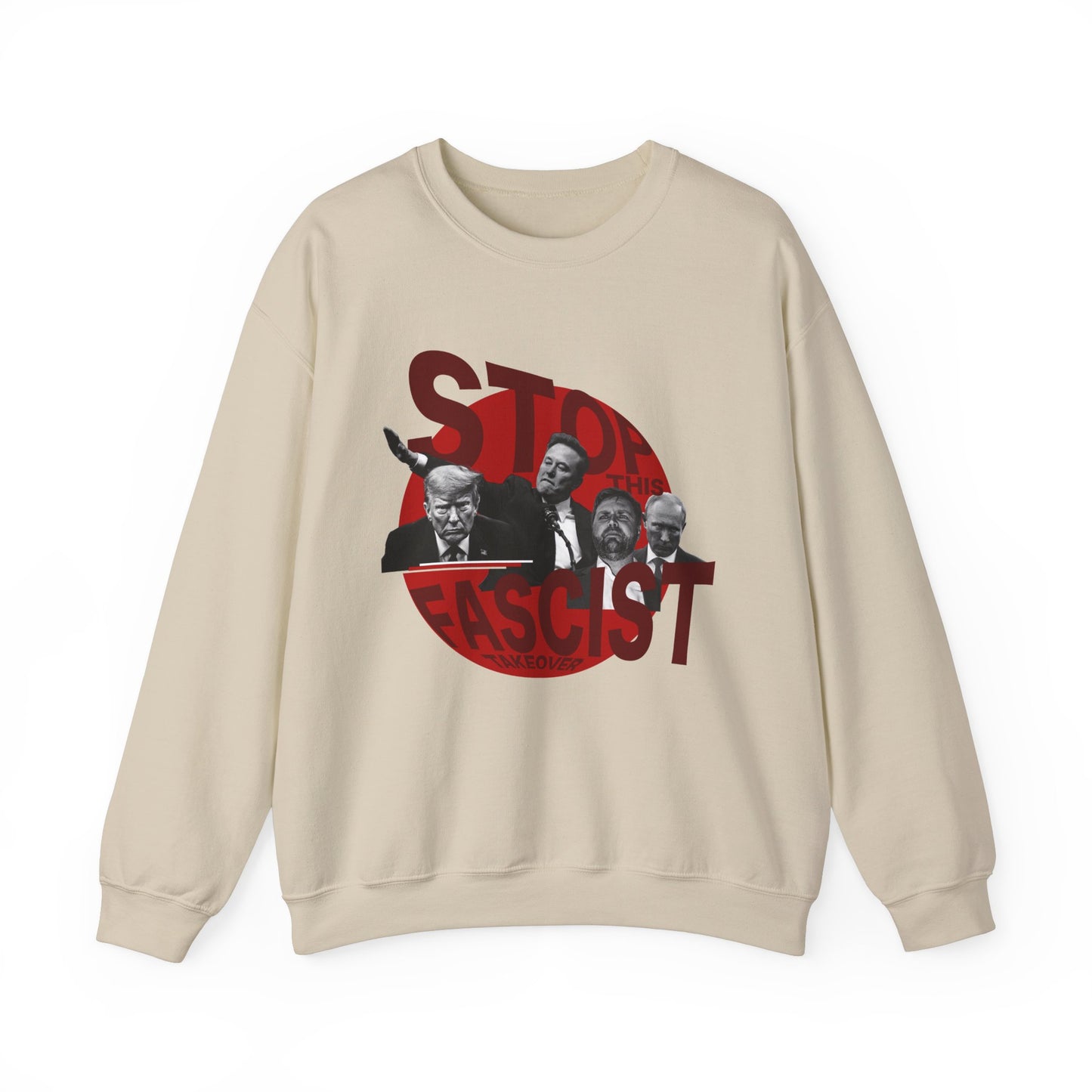 Stop Fascism Anti-Elon Anti-Trump Crewneck Sweatshirt