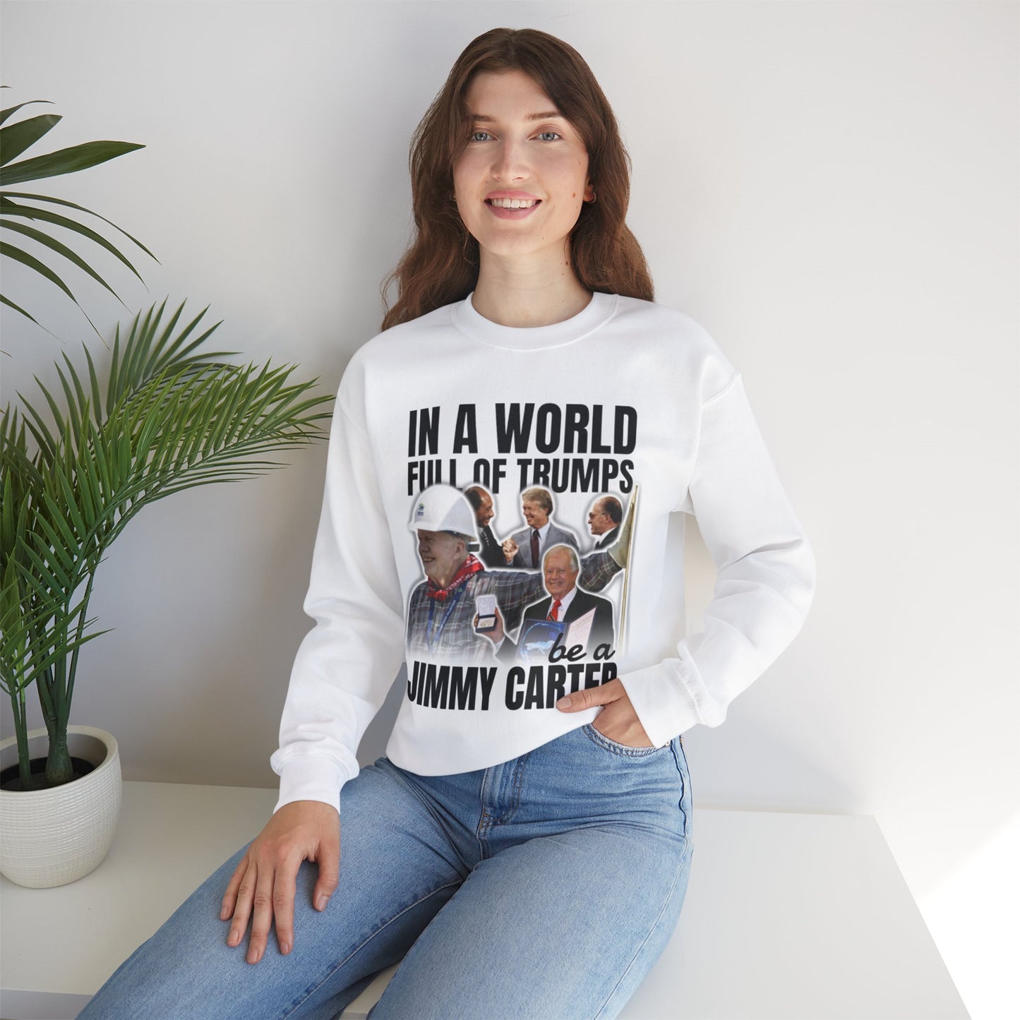 Jimmy Carter Commemorative Anti-Trump Unisex Crewneck Sweatshirt