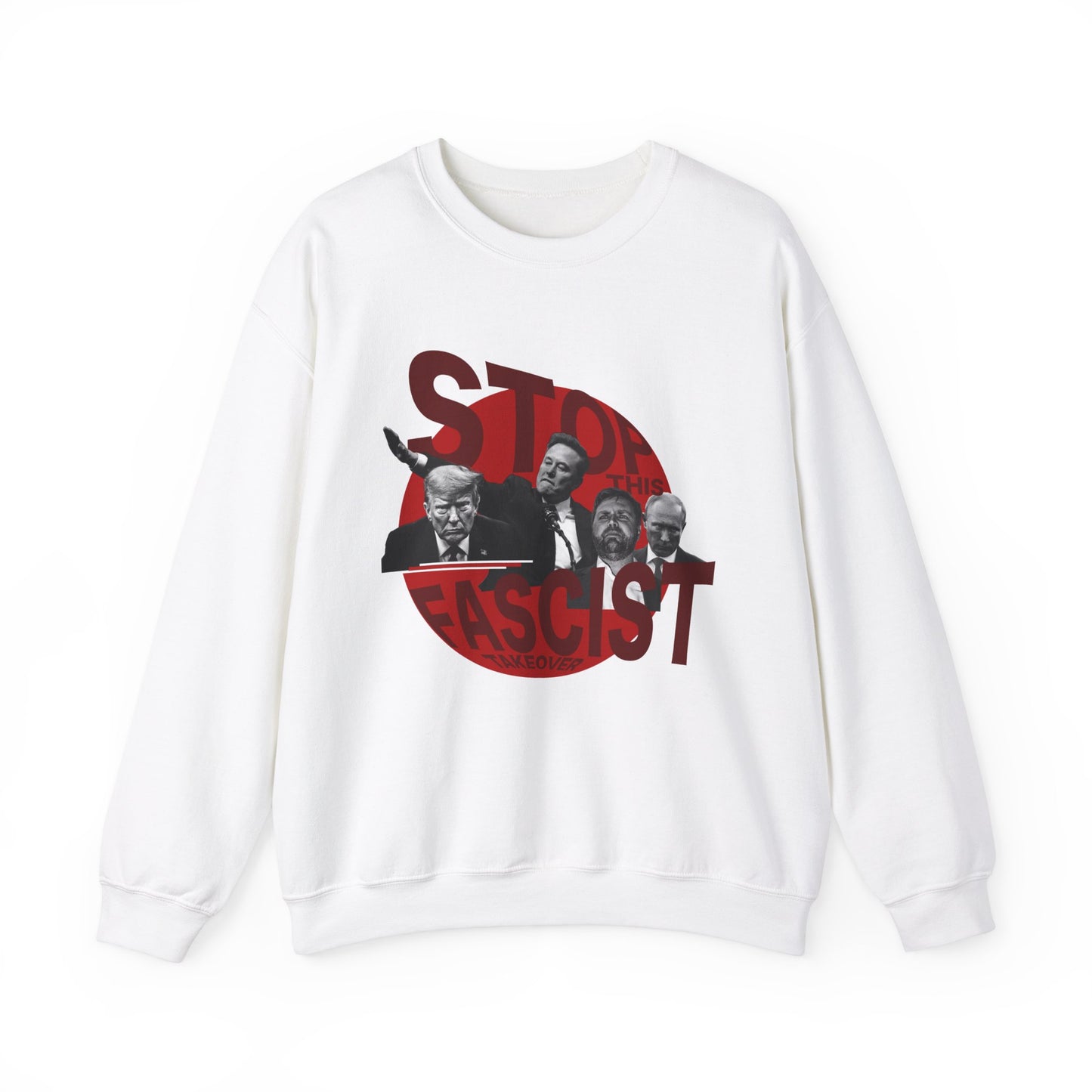 Stop Fascism Anti-Elon Anti-Trump Crewneck Sweatshirt