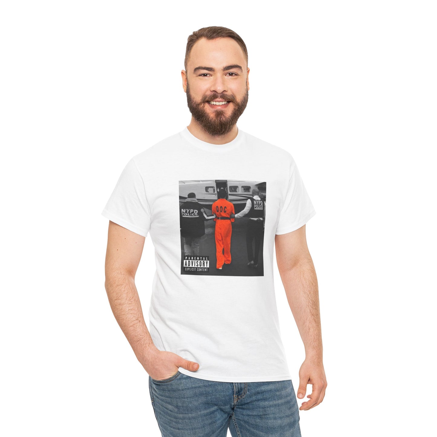 Luigi Mangione Album Cover Unisex Heavy Cotton Tee Perp Walk NYPD