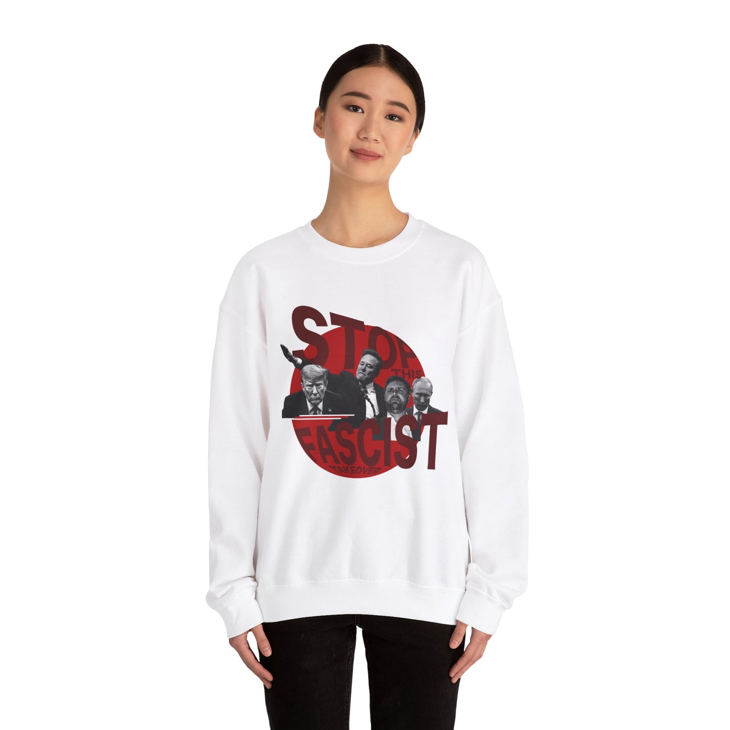 Stop Fascism Anti-Elon Anti-Trump Crewneck Sweatshirt